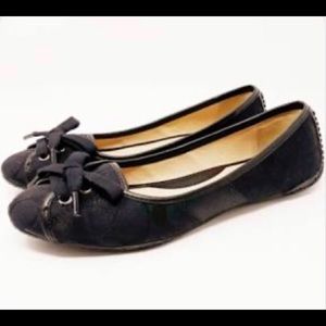 Size 10 Coach Black Flats with lace up details